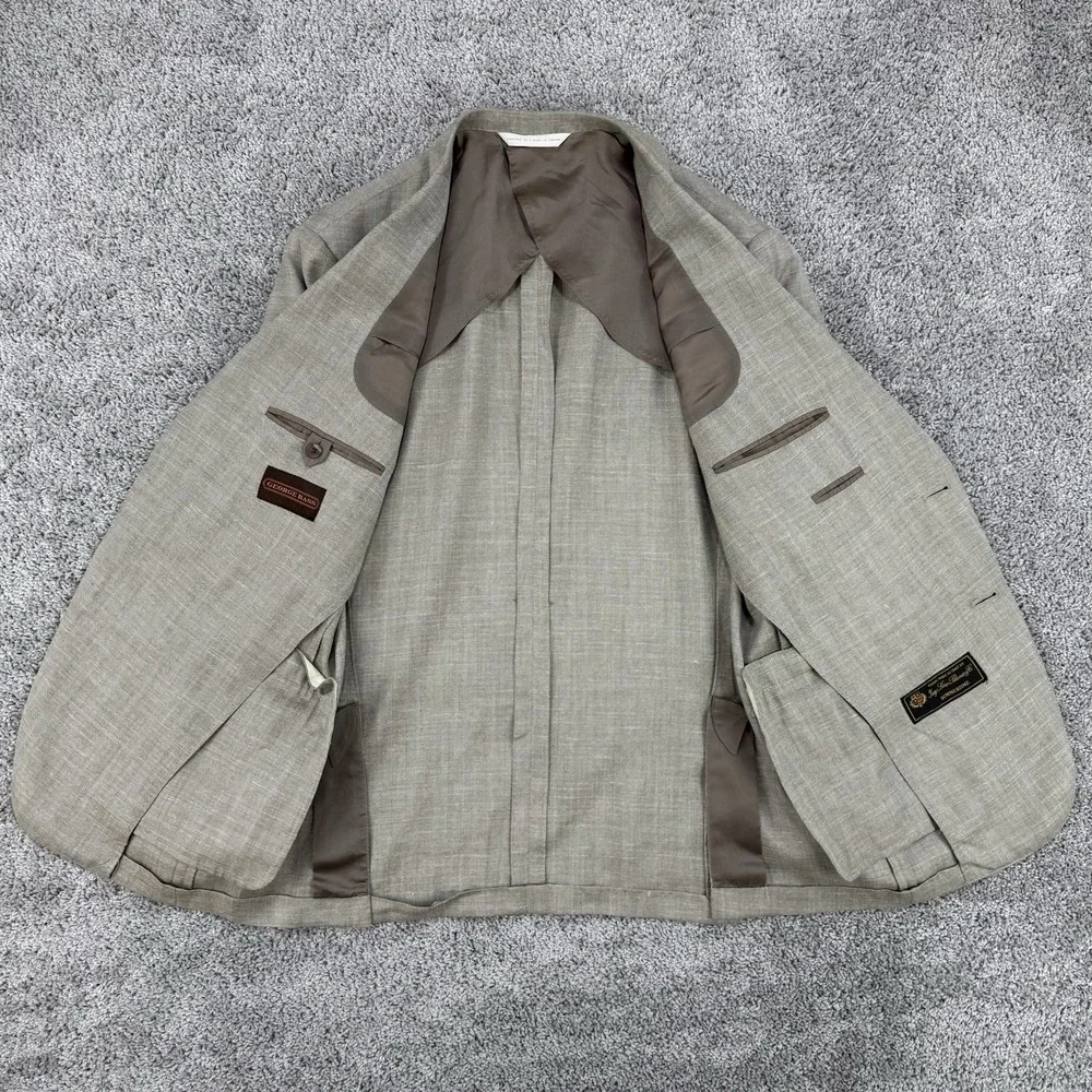 George Bass Loro Piana Blazer Men's 44R Summertime Wool Silk Linen 1/4 Lined
